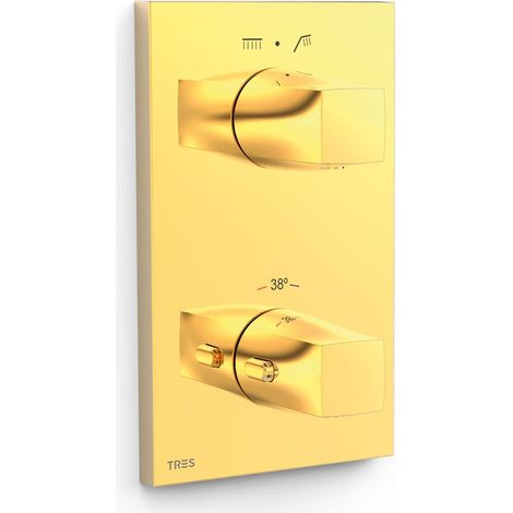 TRES 21125001OR THERM-BOX Pieza Vista para Caja Empotrada de 2 Vías Color Oro 24K - ref: 21125001OR
