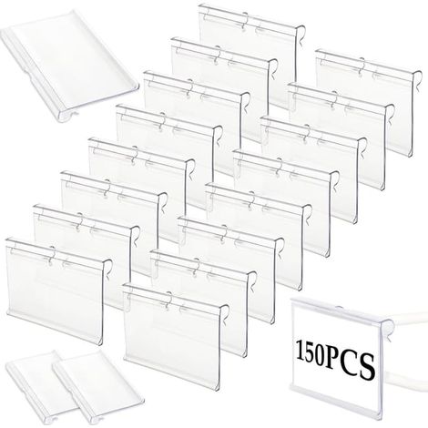150 porta etichette in plastica, espositori per prezzi, porta etichette per scaffali (1/5)