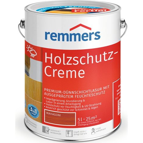 Remmers Holzschutz-Creme 3in1 mahagoni, 5 Liter, tropffreie Holzlasur für aussen, 3facher Holzschutz mit Imprägnierung + Grundierung + Lasur (1/5)
