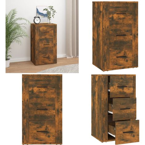 Buffet Chêne fumé 40x33x70 cm Bois d'ingénierie - Buffet - Commode - Meuble De Rangement - Mobilier - Bois D'ingénierie - Home & Living