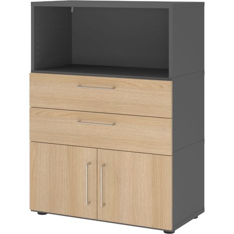 bümö flexi Aktenschrank mittel mit Schubladen   Graphit/Eiche