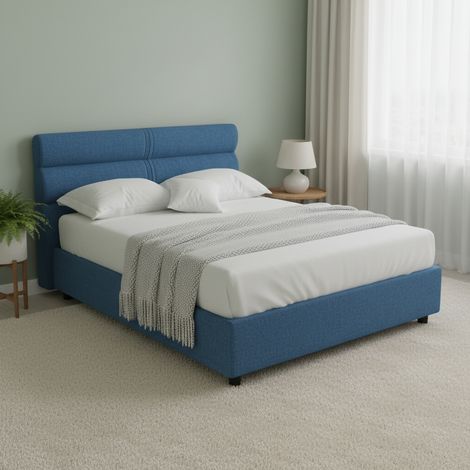 Cama Matrimonial Brienno, Desenfundable con Almacenaje Italiana, Tamaño Colchón 160x190 cm, azul (1/5)