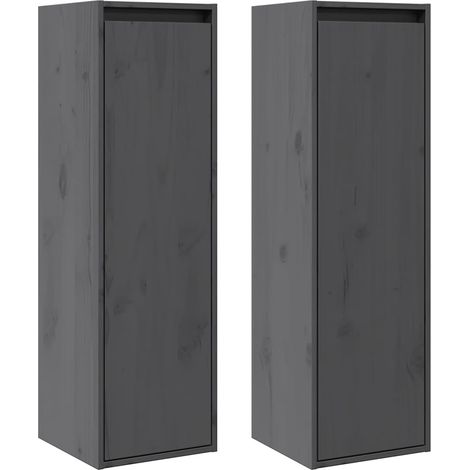 Armoires murales 2 pcs Gris 30x30x100 cm Bois de pin massif vidaXL