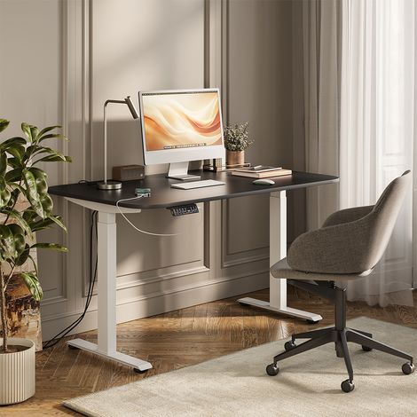 Scrivania Elevate, Bianco/antracite, 140 x 80 cm 2 motori, Vicco