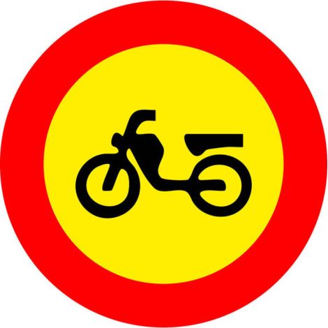 Señal de obra entrada prohibida a ciclomotores en acero galvanizado SEKURECO                                                          60 cm (1/3)