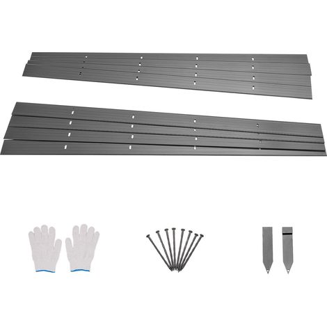 Bordure de jardin aluminium résistant à la rouille, 8 pièces de 72 pouces, bordure flexible pour parterre de fleurs et allée (1/5)