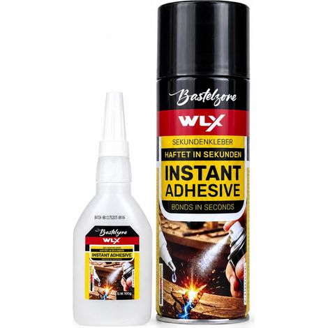 Superglue avec activateur en spray. Super colle avec accélérateur d'adhésif. Adhésif professionnel tout usage à haute force d'adhérence (100gr de colle avec 400ml de spray) (1/5)