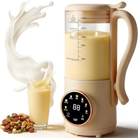 Machine à Lait Végétaux, 1.4L Machine à Lait de Noix Automatique, Machine Lait Vegetal avec Autonettoyant, Machine à Lait de Soja pour PréParer du Lait de Soja, pour Avoine, Noix, Fruits Etc (1/5)