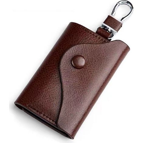 Boucle de clé Brown 6 fentes boîte en cuir organisateur (1/5)