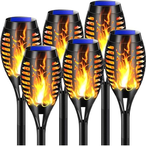 Lot de 6 lampes solaires d'extérieur, lampes solaires d'extérieur avec flamme dynamique réaliste - Lampes solaires d'intérieur - AquaForge (1/5)