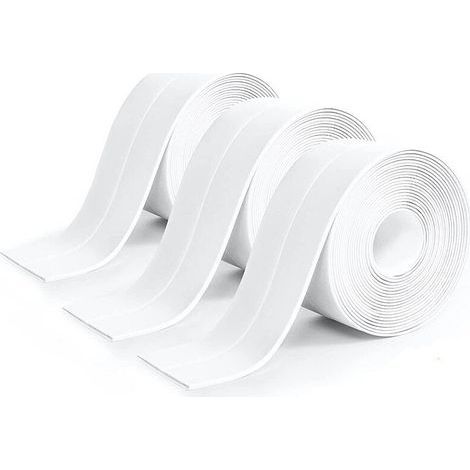 3-teilige Rolle weißes Silikondichtmittel für Badezimmer, weißes Klebeband für Küche, auslaufsicheres Dichtungsband, geeignet für Badezimmer, Toiletten und viele andere Anwendungen (320 x 3,8 cm) (1/5)