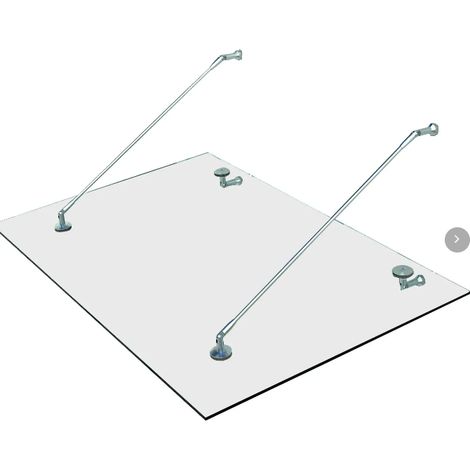 Marquesina de vidrio templado 150 x 90 cm con soportes de acero inoxidable 304 transparente (1/5)