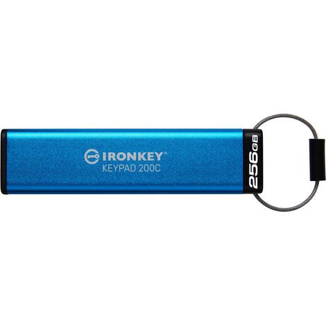 Kingston Technology IronKey Keypad 200 unidad flash USB 256 GB USB Tipo C 3.2 Gen 1 (3.1 Gen 1) Azul (1/4)