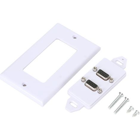 Dual female VGA wall plate in ABS – 11 x 7 cm, sturdy and easy to install (1/5)