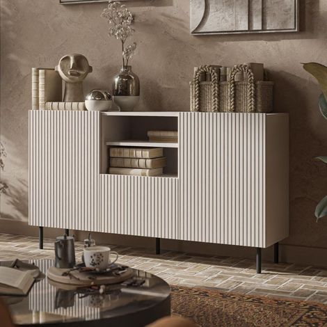 Buffet bas cachemire 150 cm - 2 portes 1 tiroir et niche ROTTERDAM (1/5)