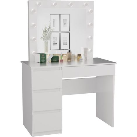 CAROL - Vanity desk with mirror + LED lighting - 4 drawers - 98x76x51 cm - Office (1/3)