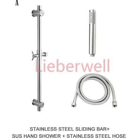 SUS304 Stainless Steel Shower Bar Adjustable Shower Head Holder Round and Square Brushed Latest Model (1/5)