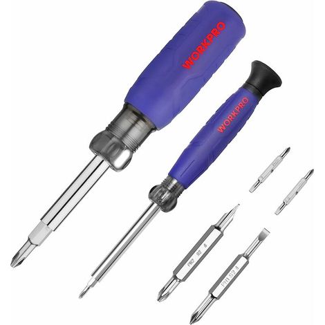 – Jeu de tournevis multi-embouts 6 en 1 – Embouts réversibles cruciforme/plat – Acier S2 antirouille – Poignée ergonomique pour précision (1/5)