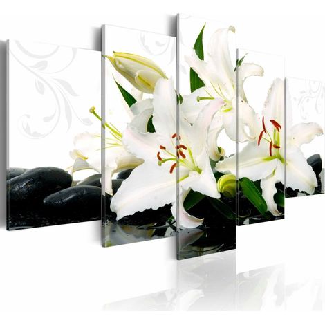 Tableau lys et pierres zen - 200 x 100 cm (1/4)