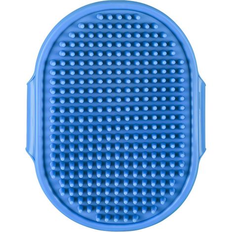 Brosse de toilettage bleue pour chien avec poignée annulaire réglable et peigne de massage en caoutchouc pour chiens et chats à poils courts et longs (1/5)