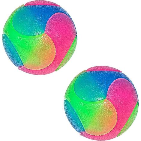 LED-Hundeballspielzeug, interaktiver, leuchtender Hüpfball mit blinkendem Gummiband, Glitzer-Hundeballspielzeug (2er-Pack, glatter Ball)