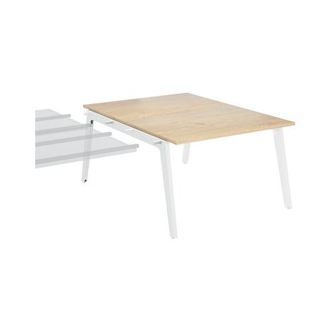 Pôle de 2 bureaux suivants chêne clair piètement blanc RAL 9010 + goulotte L 120 cm - Exprim - Maxiburo
