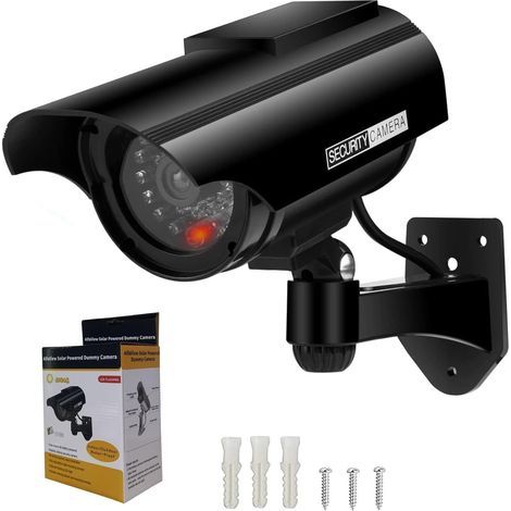 Fausse caméra de sécurité CCTV imitation. fausse caméra de surveillance solaire en forme de balle de lampe LED. fausse caméra CCTV pour usage intérieur extérieur domestique et commercial.Noir (1/5)