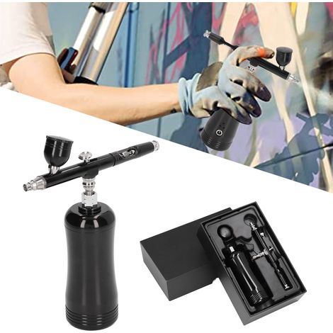 Pompe à air portable incurvée améliorée de 17,4 psi, rechargeable, pour aérographe, outil de pulvérisation et de peinture de maquettes, en noir. (1/5)