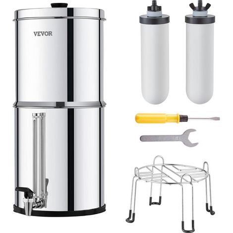 Utilisation Facile Système de Filtration d'Eau par Gravité 8,5 L Filtre Inox 304 Réduit Chlore et Plomb 2 Filtres (1/5)