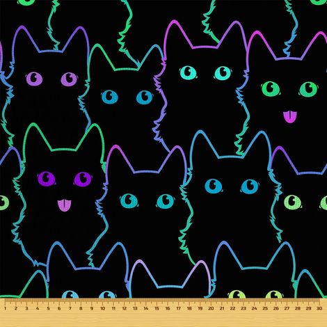 Tissu d'extérieur décoratif Oxford - Motif chaton avec yeux I DR073 (1/5)