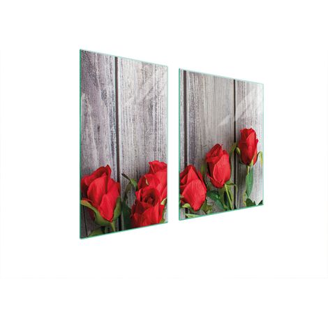 Assiette en verre et planche à découper 100x52 roses (1/5)