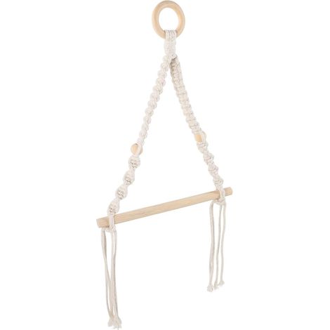 Porte-Papier Bohème Mural Nautique Toilette en Macramé Coton et Bois, Design Décoratif Fait Main, 1 Pièce, Rangement Mural pour Salle de Bain (1/5)