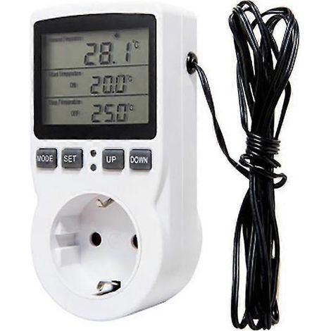 Thermostat numérique avec prise secteur UE, minuterie et sonde de température (version chauffage/refroidissement). (1/4)