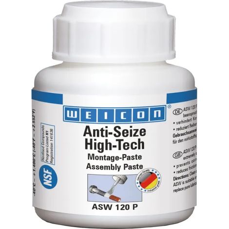 WEICON Pasta antigrippaggio ad alta tecnologia 120 g, priva di metalli, per montaggio, protezione contro il grippaggio e la corrosione, NSF H1, da -40 °C a +1400 °C (1/3)