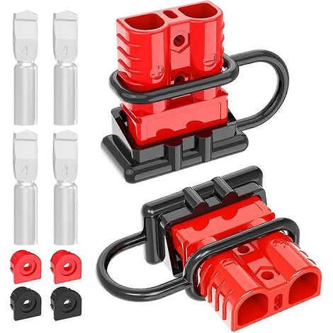 Connecteur Anderson, connexion rapide pour batterie 120 A, calibre 2-6 (paquet de 2) - Rouge (1/5)
