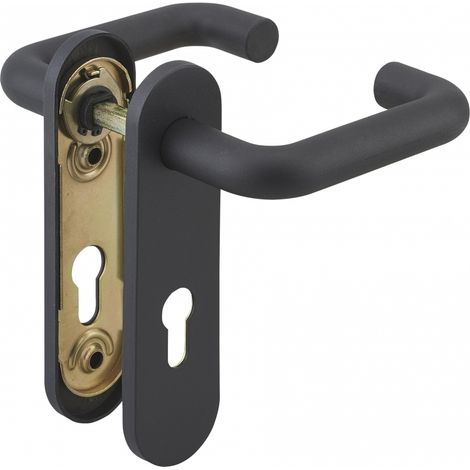 Thirard – Poignée pour serrure encastrable porte chaufferie – Acier noir – Demi-tour réversible – Installation droite/gauche – Verrouillage efficace