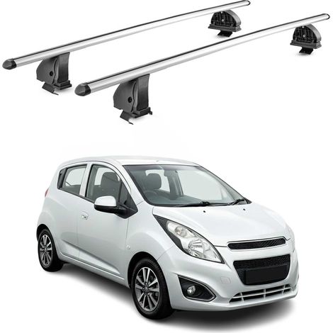 OMAC Aluminium Dachträger Querträger für Chevrolet Spark Schrägheck 2009-2015 – TÜV / DIN 75302:2019 – Abschließbar – T-Nut – Max. 75 kg – 2 Stangen – Silber (1/5)