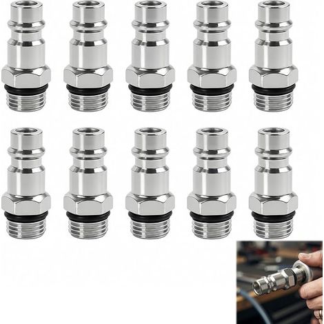 Raccord Rapide Mâle 1/4" Conique, Raccord Rapide Air Comprimé 1/4 NPT Mâle, Embout Pneumatique Mâle avec Sortie 13 mm, Coupleur pour Compresseur et Tuyau d'Air, Connecteur Résistant (1/5)
