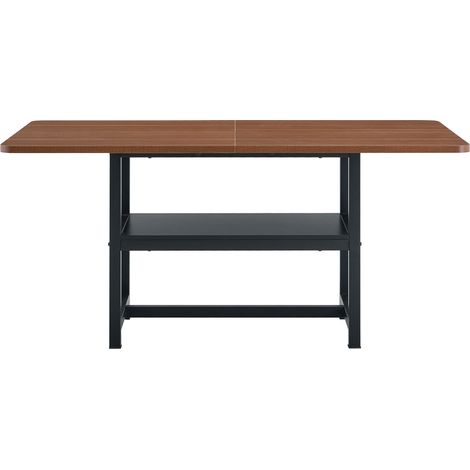 Table à manger rectangulaire 4 à 6 personnes, bois foncé et métal, avec étagère de rangement, 160 x 90 x 76 cm, style industriel CHICFURN (1/5)