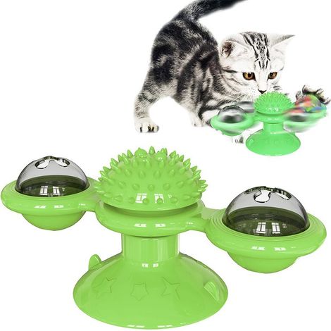 Jouet Interactif Pour Chat - Moulin À Vent Tournant Avec Plateaux Transparent - Pour Massage Et Toilettage - 1 Pièce