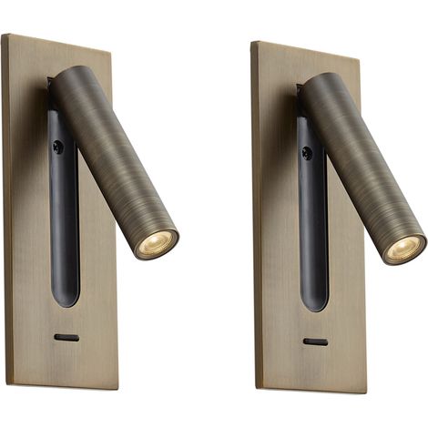 QAZQA 2er-Set moderne Wandleuchten Dunkelbronze inkl. LED - Plaza