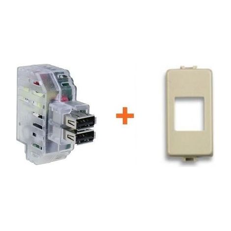 Fanton caricatore doppia presa USB A 5V 2,4A compatibile Bticino TT - 82892-TT