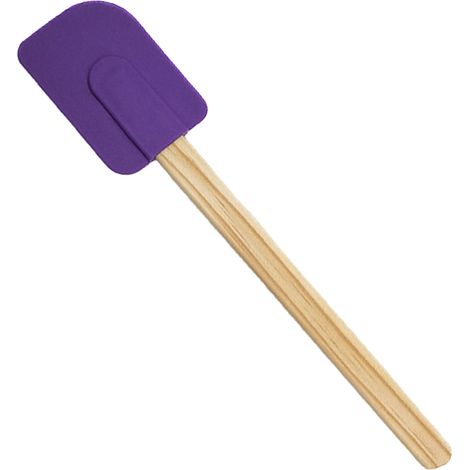 Spatule En Silicone - Tête Asymétrique Pour Récipients Courbes - Résistante À La Chaleur Et Aux Rayures - Poignée En Bois Avec Anneau De Suspension - 1 Pièce (1/5)