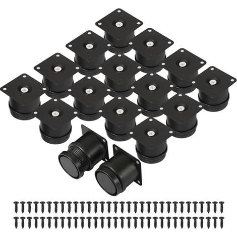 16 pieds de meubles réglables (5 cm - 6,5 cm), pieds de meubles en métal noir avec 64 vis, pieds de meubles de 50 mm pour lit, meuble TV, canapé, bibliothèque, table basse et bureau (1/5)