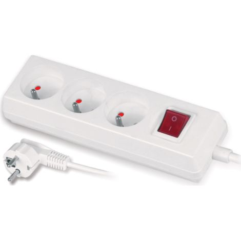 Presa tripla portatile 16A 2P+Z 250V con interruttore, bianca GN-370WS
