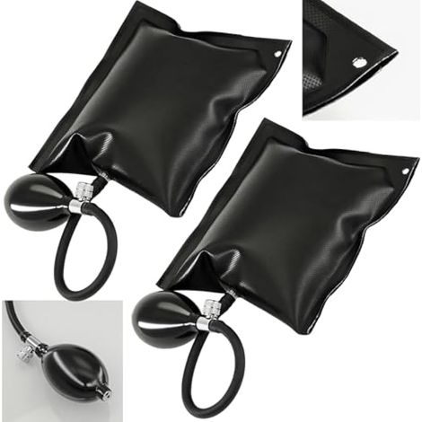 Lot de 2 Cales gonflables Professionnelles avec Valve métallique et Trou pour Cordon, Une cale pneumatique Robuste pour l'installation de Portes commerciales et Automobiles. (1/5)