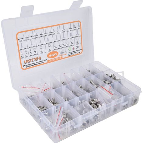 Kit de 460 vis hexagonales, vis, écrous et rondelles en acier inoxydable 304, pour la maison et le mobilier. (1/5)