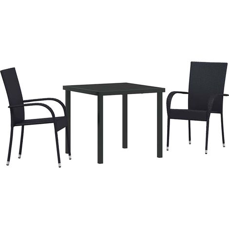 Garden Dining Set 3 pcs Black Poly rattan vidaXL (1/5)