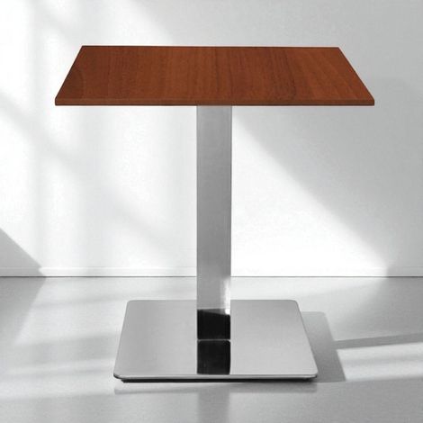 Tavolo bar pub ristorante 70x70 cm base argento e piano laminato Noce H 75 (1/4)
