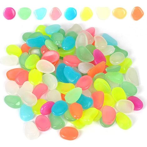 Colorful Glow Stones, 200 Pieces Glowing Stone, Luminous Pebbles, Fluorescent Stones, for Aquarium Garden Kids Room Pool Decor (Color) (1/5)